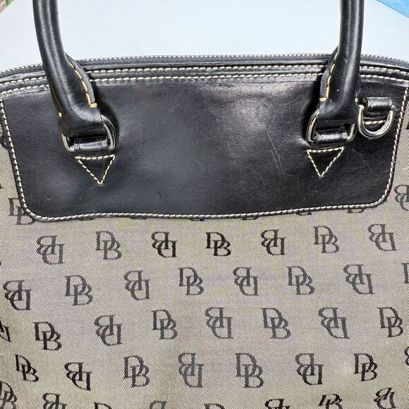 Vintage Dooney & Bourke Monogram Satchel Handbag Black Leather Trim USA Made - Picture 4 of 11